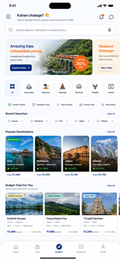 Discover destinations screen