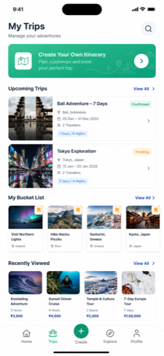 My Trips screen